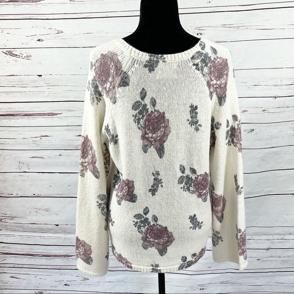 Lucky Brand Womens Pullover Sweater Scoop Neck Long Sleeve Floral Size L. - Picture 5 of 11